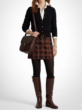 Top shop Fitted Red Plaid Preppy Mini Skirt Unlined
